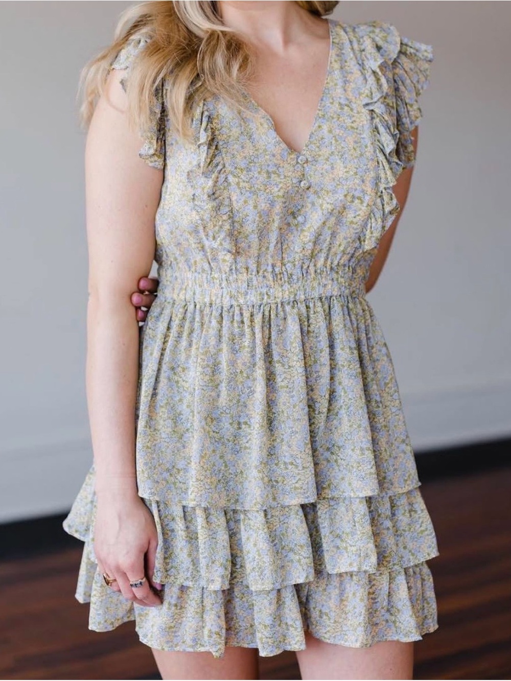 Altar’d State Floral Ruffle Tiered Mini Dress